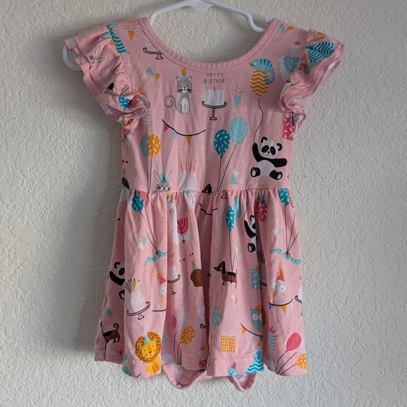 Play By Little Sleepies Birthday Animals Twirl Dress Bodysuit - Picture 2 of 5